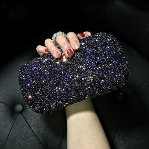 Ladies dinner clutch bag Ladies diamond small bag space-saving storage bag sequin dress bag messenger small square bag purse