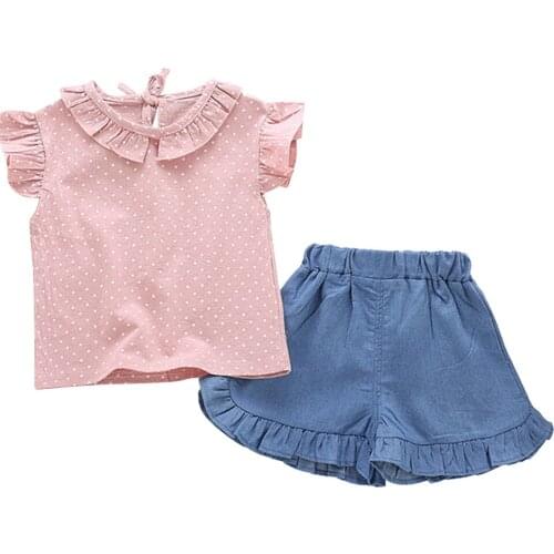 Childrens Sets 2020 Summer New 2PCs Toddler Kid Baby Girls Solid Tops+Solid Skirt Outfits Sets O-Neck Fashion Baby Girl Clothig