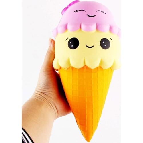 Double Smiley Ice Cream Kawaii Squishies Slow Rising Soft Squeeze Relieve Pressure Squishy Bread Toys Phone Decor Gifts dropship