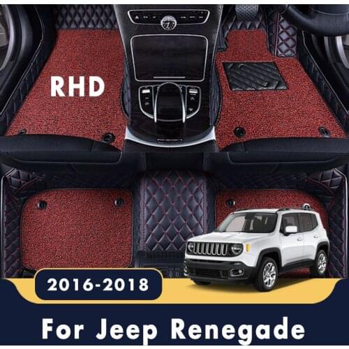 RHD Luxury Double Layer Wire Loop Leather Carpets Car Floor Mats Interior Accessories Protect For Jeep Renegade 2018 2017 2016