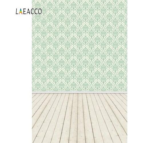 Laeacco Damask Pattern Wall Wooden Floor Portrait Photography Backgrounds Customized Photographic Backdrops For Photo Studio
