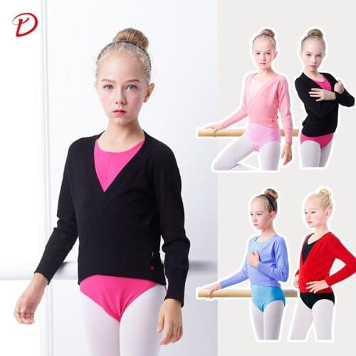 Long Sleeve Cotton Ballet Shrug Wrap Top Girl Ballet Warm Up Kids Child Ballet Leotard Crop Top Dance Shawl Jacket Cardigan Coat