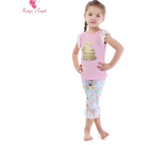 Kaiya Angel Easter Rabbit Eggs Girl Tracksuits Costume Kids Spring Summer Autumn Clothing Set Summer Flower Children Clothes