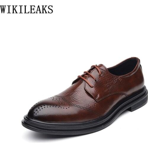 Dress Shoes for M E N Office 2021 Italian Brogue Shoes Men Wedding Dress Coiffeur Leather Shoes Men Formal Zapatos Hombre Vestir