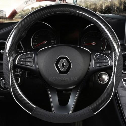Leather Steering Wheel Cover for Renault Clio Megane Alaskan Talisman Kadjar Kaptur Koleos Scenic Symbol Sandero Duster Fluence