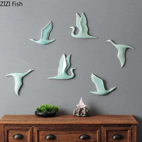 Creative Sky Blue Wild Goose Wall Pendant Living Room Sofa Background Wall Decoration Three-dimensional Wall Pendant Decoration