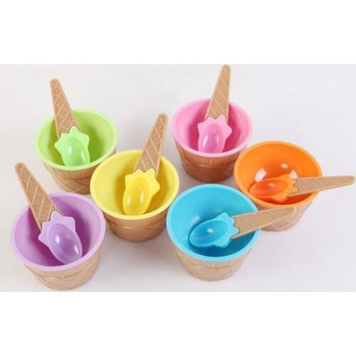Ice Cream Bowl With Spoon Rainbow Plastic Candy Color Ice Cream Bowl Cone Spoon Tart Small Bowl Kids Gift D1 Home For Home