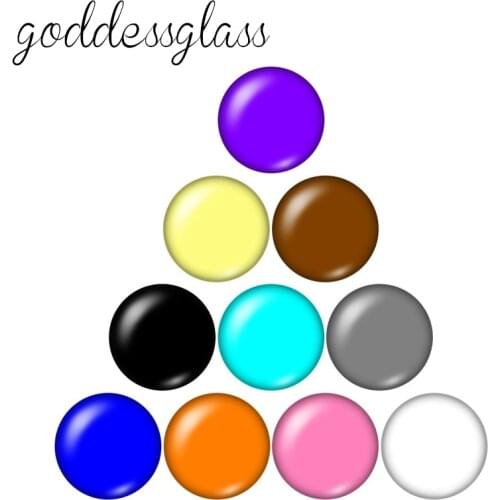 Fashion Beauty Solid color 10pcs 12mm/18mm/20mm/25mm Round photo glass cabochon demo flat back Making findings ZB0571