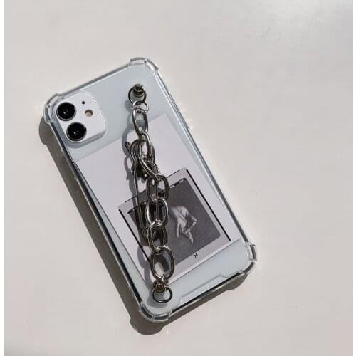 Fashion Brand Pin chain Wrist bracelet soft phone cases For iphone 12 mini 11 pro MAX XS XR 7 8 plus X Transparent cover