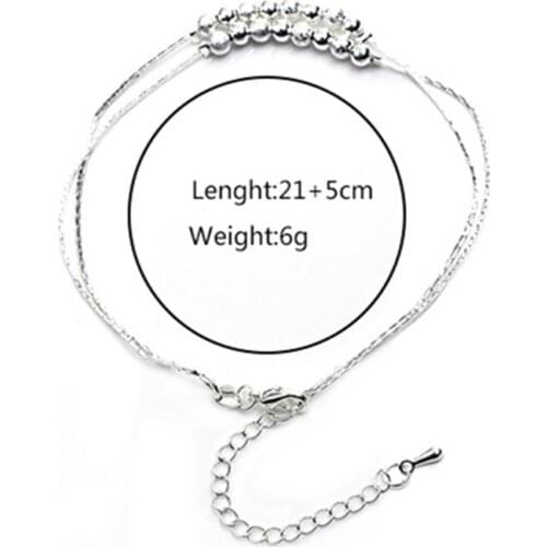 Fashion Hot Silver Color Anklet Women Frosted Beads Bohemian Ankle Bracelet Beach Foot Jewelry Gift Wholesale