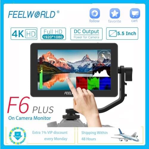 FEELWORLD F6 PLUS 5.5'' 4K Camera Photography Monitor 1080P Full HD DSLR SLR HDMI Field Display Professional Photo Studio Kit