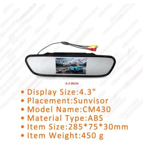 4.3 inch Car Parking Monitor HD display TFT LCD Car Rearview Mirror Monitor Screen reversing priority