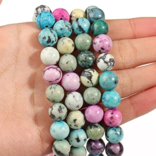 Natural Mixed Howlite Turquoises Matte Smooth Round Loose Stone Beads for Jewelry Making DIY Bracelet Accessories 15'' 6/8/10mm