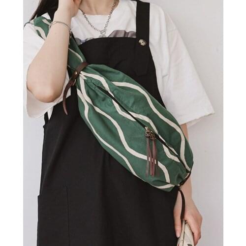 Nylon Waist Bag Womens Stripe Fanny Pack Fashion Sports Travel Outdoor Chest Bag Female Casual Crossbody Belt Bag Waist Pack