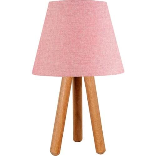 New 3 to Legged Tripod Wood Lampshade Table Lamp Pink Lampshade