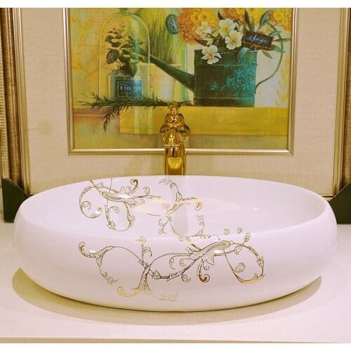 Oval Jingdezhen Bathroom ceramic sink wash basin Counter Top Wash Basin Bathroom Sinks round sink handmade sink bowls white