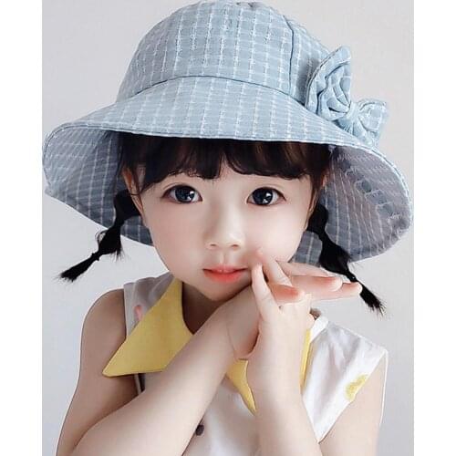 Unisex Baby Kids Bowknot UV Protection Fisherman Cap Bucket Hat Outdoor Sunhat Cute baby hats