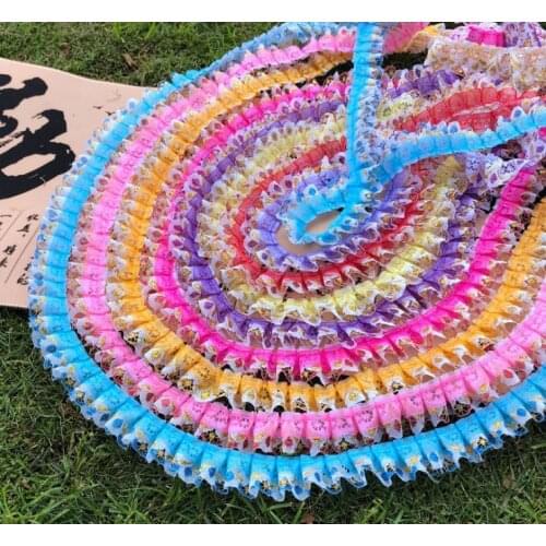 20Yards Pleated Chiffon Lace Ruffle Ribbon Dress Collar Embroidery Lace Fabric Applique For Sewing Guipure Supplies 3cm Trimming