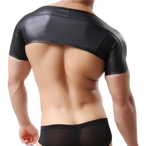 Gay Fetish Faux Leather Harness Lingerie Mens Sexy Costume Bdsm Bondage Mens Chest Harness Crop Tops Latex Underwear Clubwear