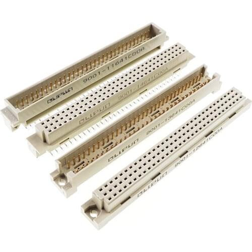 100pcs DIN 41612 Connector 2 Rows 64 Positions Din Plug Header Male Pin Vertical Through Hole PCB 2x32 Pin 2.54 mm x 5.08 mm
