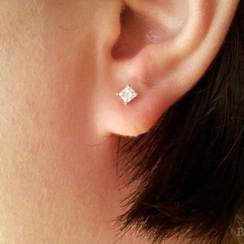 New Fashion Mini gold color CZ Stone Earrings For Women Wedding Stud Earrings Stunning Mini Bar Girls Women Delicate Gifts