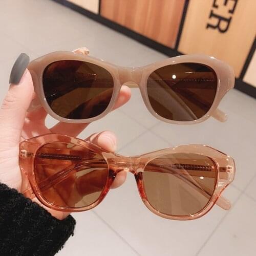 Fashion Irregular Cat Eye Sunglasses Women Vintage Jelly Tea Trending Eyewear Men Spring Hinge Shades UV400 Sun Glasses 2021
