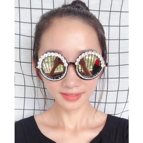 Handmade Sunglasses New Design Women Silver Sun Glasses UV400 Small Round Eyewear Luxury Diamond Sunglasses Gafas de sol