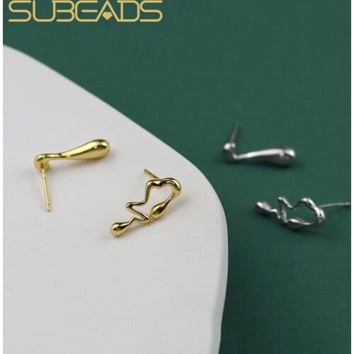 Subeads 925 Sterling Silver Asymmetry Music Note Stud Earrings For Women Girls Simple Geometry Earrings Ear Stud Jewelry Gifts