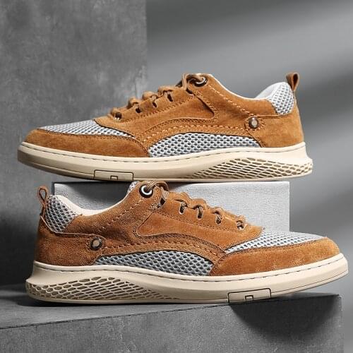 VastWave Summer Plus Size Genuine Leather Mens Casual Shoes Man Slip Resistent Luxury Man Leisure Leather Shoes Male Canvas shoe