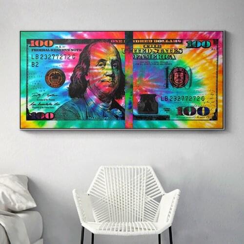 Inspirational Canvas Art 100 Dollar Bill Canvas Paintings on The Wall Art Picture Canvas Print for Home Living Room Decor
