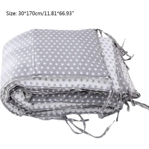 W3JF Baby Bed Thicken Bumpers Pillows Newborns Room Decor Nordic Stars Design Crib Around Cot Protector