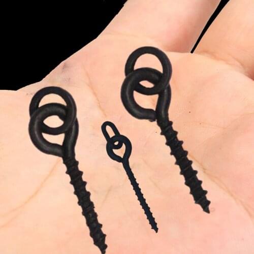 WALK FISH 20PCS Boilie Screw Peg with Ring Swivel D-Rig Terminal Tackle Bait Holder Matt Black Screw Carp Fishing accessories