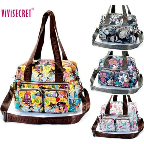 Women Waterproof Nylon Designer Handbag Messenger Shoulder Crossbody Bag Cartoon Floral Printed Travel Bags Bolsas femininas