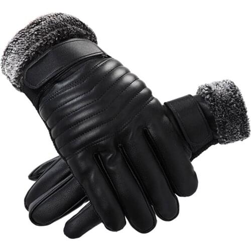 PU Leather Winter Waterproof Windproof Ski Gloves Touchscreen Gloves Warm Running Mittens Outdoor Sport Anti-slip Cycling Gloves