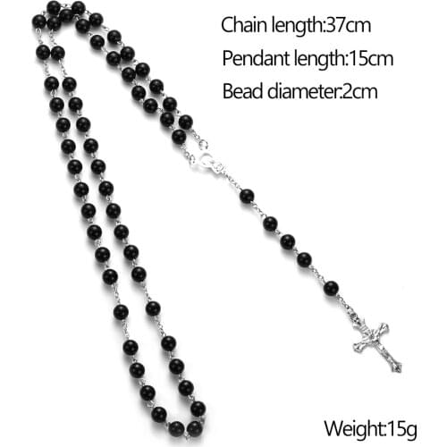 1PC Vintage Handmade Round Rosary Beads Chain Cross Necklace Virgin Mary Pendant Fashion Charm Jewelry Hot Sale