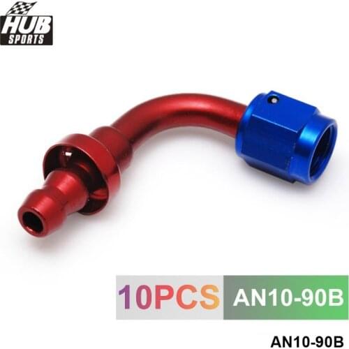 10pcs /set AN-10 90Degree Aluminum Swivel Oil/Fuel/Air/Gas Line Hose End Fitting Blue HU-AN10-90B