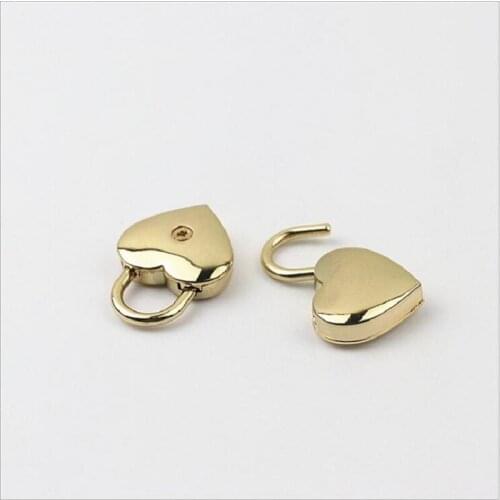 10pcs/lot Luggage Handbag Hardware Accessories Light Gold Love Heart Shaped Keyless Spring Decorative Lock