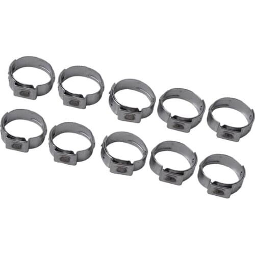10 Pieces Single Ear Stainless Steel Hose Clamps Coolant Gas 10.8-13.3mm