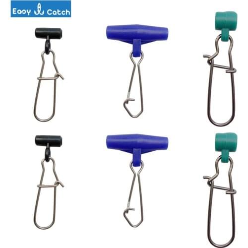 20pcs Blue Black Green Plastic Head Swivel With Nice Hooked Snap Fishing Sinker Slide Swivels For Braid Fishing Line Slider