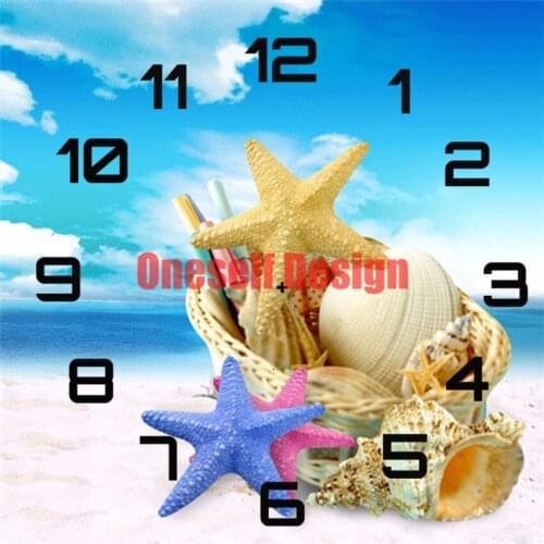 2021 new beach 5d diamond mosaic sale clock diamond embroidery full set diy frame wall sticker diamond mosaic sale clock