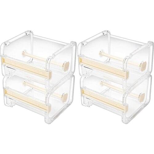 4 Pack Transparent Visible Desktop Multi Washi Masking Tape Dispenser,Tape Cutter,Roll Tape Holder