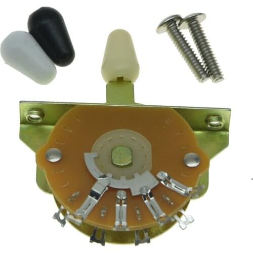 KAISH Guitar 5-Way Pickup Selector Switch Pickup Switch with Black/Ivory/White Tips and Mounting Screws for Strat