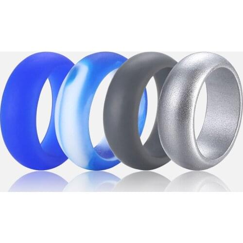 6/7.5/8mm Wide Rubber Ring For Women Men Band Sports Flexible Finger Ring Jewelry Gifts LSR34