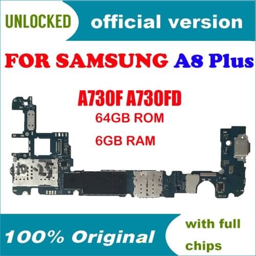 64GB Logic Boards Original Motherboard for Samsung Galaxy A8 PLUS A730F A730FD SM-A730F/DS 2 Sim Unlocked mainboard motherboard