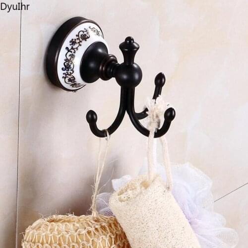 Bathroom accessories black antique coat hook all copper bathroom pendant single hook American country coat hook hook DyuIhr