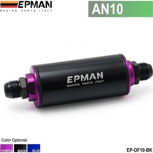 Aluminum High Flow Fuel Filter AN10 Black with 100 Micron Element Steel SS Universal High Pressure Performance EP-OF10-BK