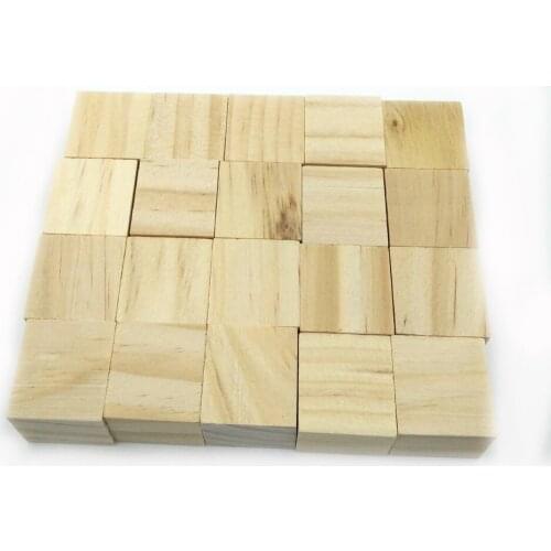 ANGRLY 20pcs Nature Color Unfinished Geometric Square Wooden Beads 20mm Baby Teether Wooden Wooden Toys Party Craft Supplies