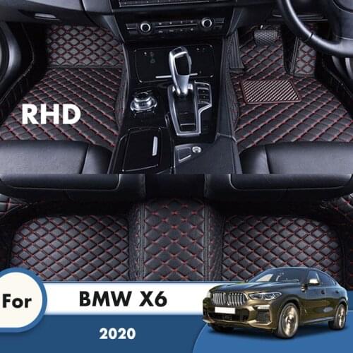 RHD Car Floor Mats For BMW X6 2020 Auto Interiors Accessories Styling Custom Artificial Leather Front And Rear Side Foot Rugs