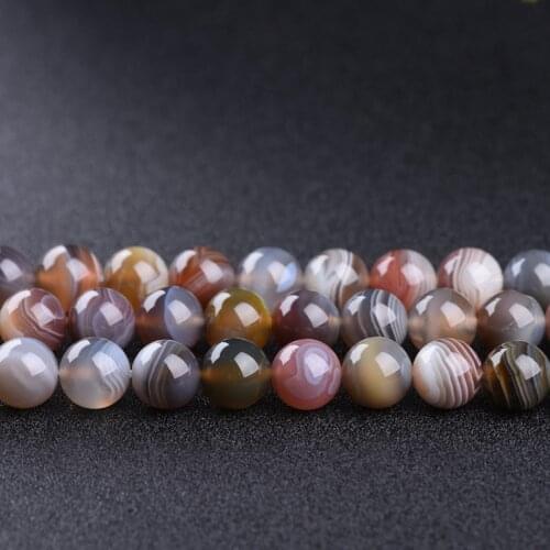 Natural boswana agate 5-12mm round Gemstone beads for 925 sterling silver Jewelry Making Necklace Bracelet 15inch ICNWAY