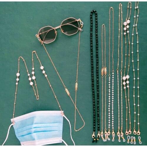 Punk 2021 Fashion Jewelry Sunglasses Mask Chains Lanyard For Women Men Alloy Pearl Crystal Eyeglasses Chains Glass Wholesale